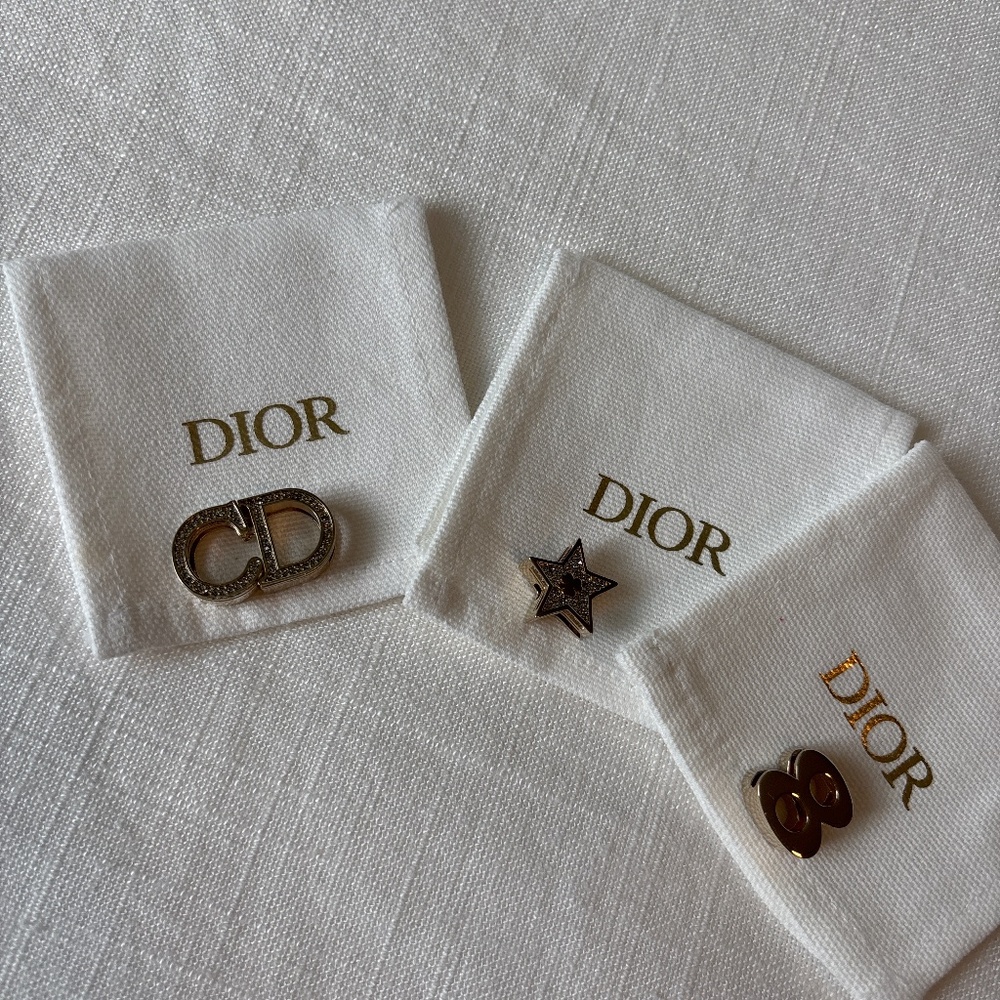 New NWOT authentic CHRISTIAN DIOR CHARMS Set of 3, badges, pendants Lady Dior
